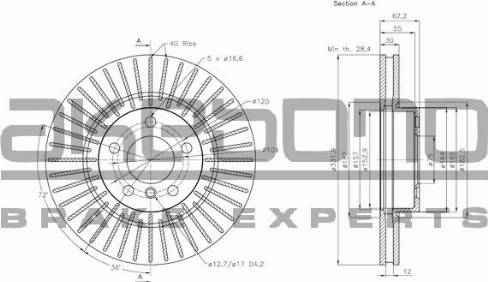 Akebono BN-0593E - Тормозной диск unicars.by