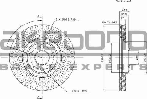 Akebono BN-0519E - Тормозной диск unicars.by