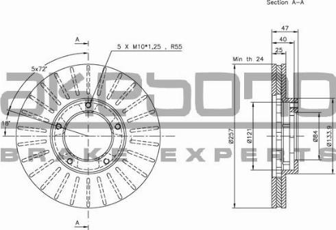 Akebono BN-0589 - Тормозной диск unicars.by