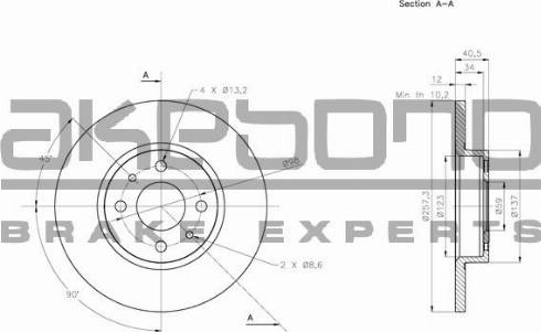 Akebono BN-0524 - Тормозной диск unicars.by