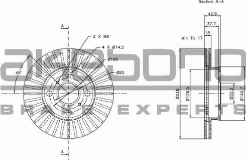 Akebono BN-0571 - Тормозной диск unicars.by