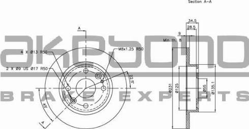 Akebono BN-0684E - Тормозной диск unicars.by