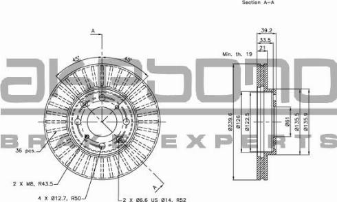 Akebono BN-0311 - Тормозной диск unicars.by