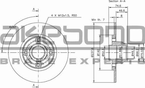 Akebono BN-0263E - Тормозной диск unicars.by