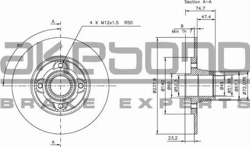 Akebono BN-0289 - Тормозной диск unicars.by