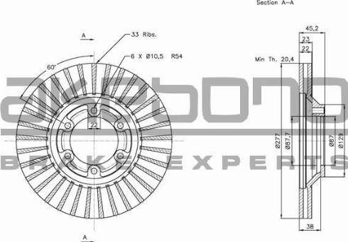 Akebono BN-1020 - Тормозной диск unicars.by