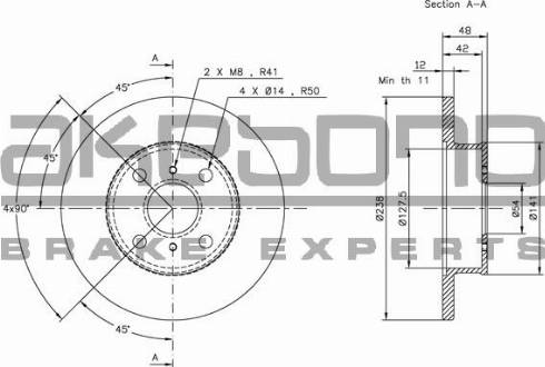 Akebono BN-1109E - Тормозной диск unicars.by