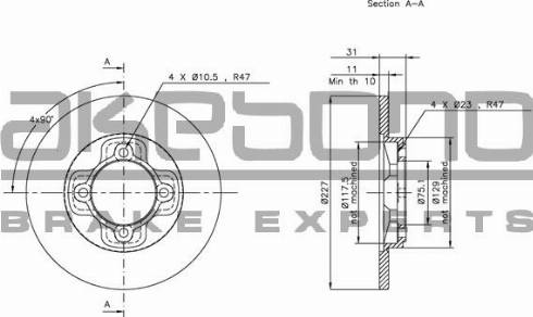 Akebono BN-1302E - Тормозной диск unicars.by