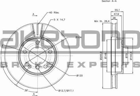 Akebono BN-1295 - Тормозной диск unicars.by