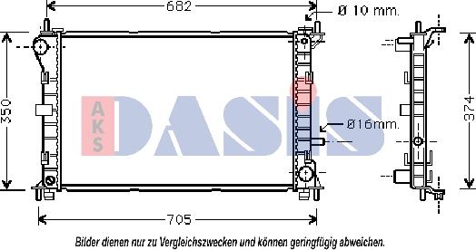 AKS Dasis 090087N - Радиатор, охлаждение двигателя unicars.by