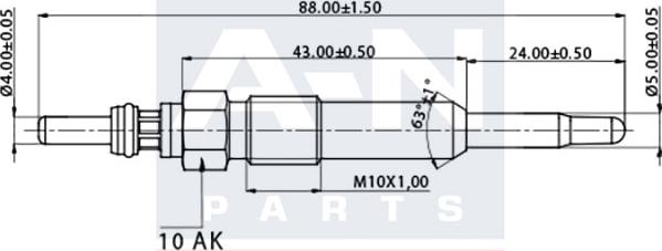 A-N PARTS A-N088373 - Свеча накаливания unicars.by