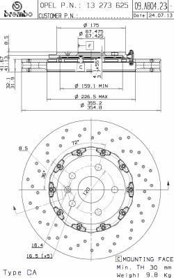 Brembo 09.A804.33 - Тормозной диск unicars.by