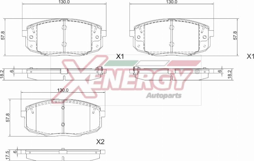 AP XENERGY X41415 - Тормозные колодки, дисковые, комплект unicars.by