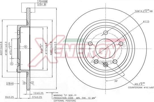 AP XENERGY X601517 - Тормозной диск unicars.by