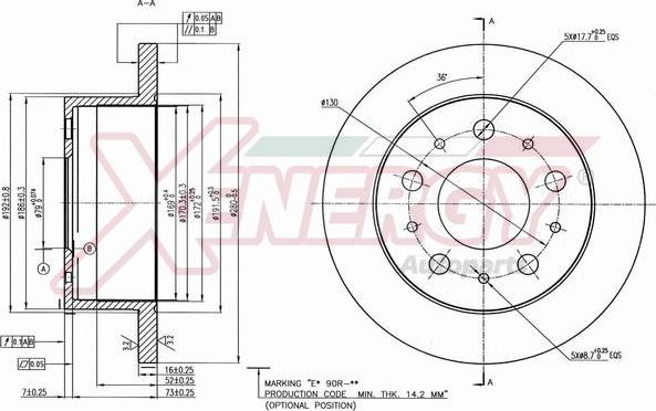 AP XENERGY X601166 - Тормозной диск unicars.by