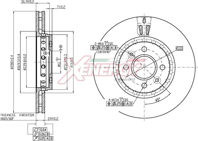 AP XENERGY X602927 - Тормозной диск unicars.by