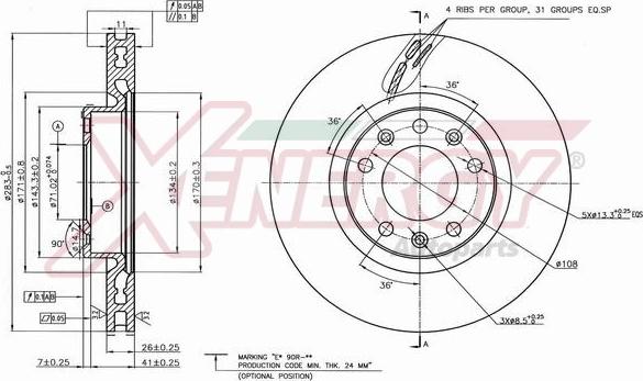 AP XENERGY X602733 - Тормозной диск unicars.by