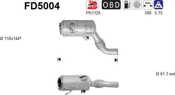 AS FD5004 - Сажевый / частичный фильтр, система выхлопа ОГ unicars.by