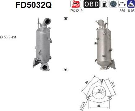 AS FD5032Q - Сажевый / частичный фильтр, система выхлопа ОГ unicars.by