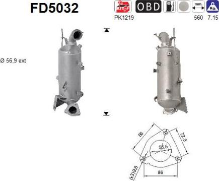 AS FD5032 - Сажевый / частичный фильтр, система выхлопа ОГ unicars.by