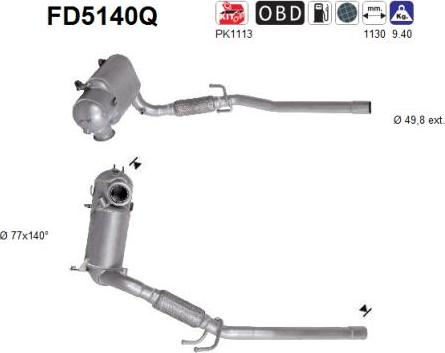 AS FD5140Q - Сажевый / частичный фильтр, система выхлопа ОГ unicars.by