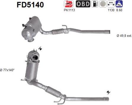 AS FD5140 - Сажевый / частичный фильтр, система выхлопа ОГ unicars.by