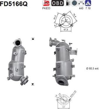 AS FD5166Q - Сажевый / частичный фильтр, система выхлопа ОГ unicars.by