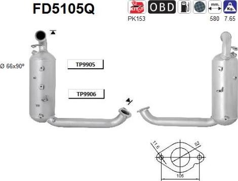 AS FD5105Q - Сажевый / частичный фильтр, система выхлопа ОГ unicars.by