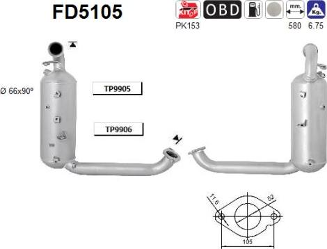 AS FD5105 - Сажевый / частичный фильтр, система выхлопа ОГ unicars.by