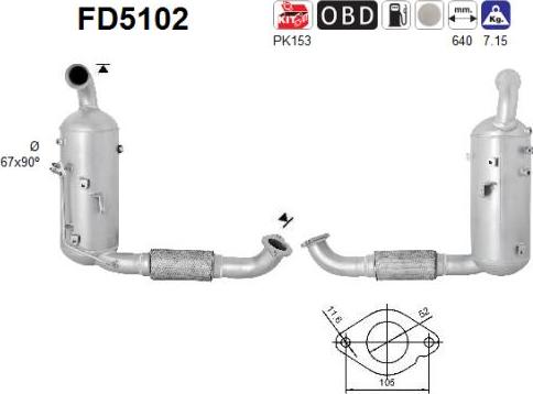 AS FD5102 - Сажевый / частичный фильтр, система выхлопа ОГ unicars.by