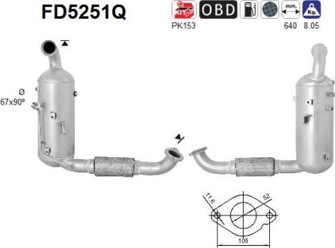 AS FD5251Q - Сажевый / частичный фильтр, система выхлопа ОГ unicars.by