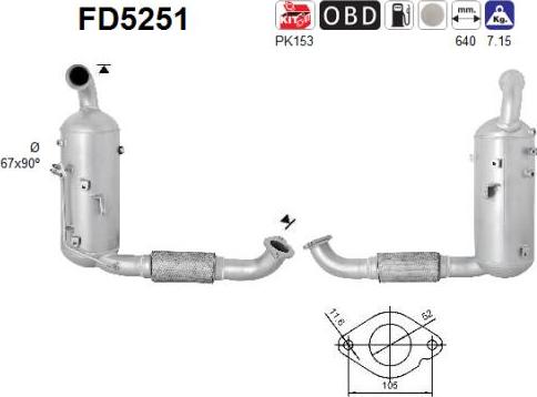 AS FD5251 - Сажевый / частичный фильтр, система выхлопа ОГ unicars.by