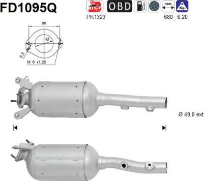 AS FD1095Q - Сажевый / частичный фильтр, система выхлопа ОГ unicars.by