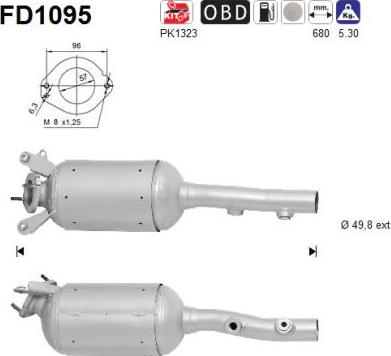 AS FD1095 - Сажевый / частичный фильтр, система выхлопа ОГ unicars.by