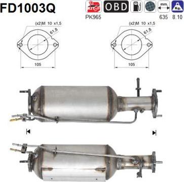 AS FD1003Q - Сажевый / частичный фильтр, система выхлопа ОГ unicars.by