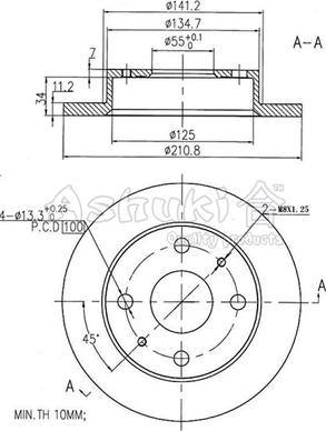 Ashuki 0990-5206 - Тормозной диск unicars.by