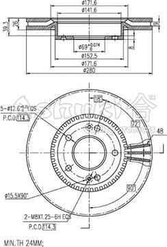 Ashuki 0990-0350 - Тормозной диск unicars.by