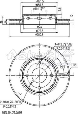 Ashuki 0990-3505 - Тормозной диск unicars.by