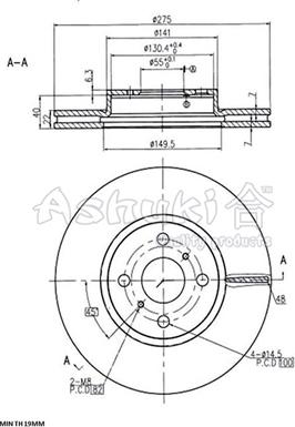 Ashuki 0990-3612 - Тормозной диск unicars.by