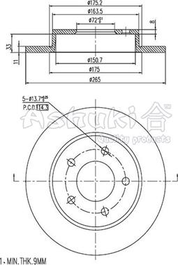 Ashuki 0993-1303 - Тормозной диск unicars.by