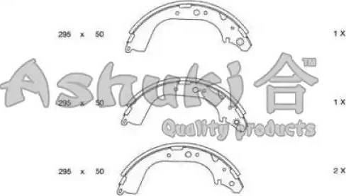 Ashuki 1050-9302 - Комплект тормозных колодок, барабанные unicars.by