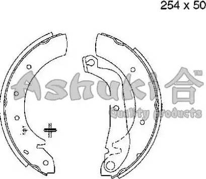 Ashuki 1050-2501 - Комплект тормозных колодок, барабанные unicars.by