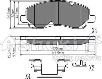 Ashuki 1080-6405 - Тормозные колодки, дисковые, комплект unicars.by