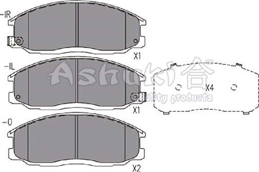 Ashuki 1080-6250 - Тормозные колодки, дисковые, комплект unicars.by