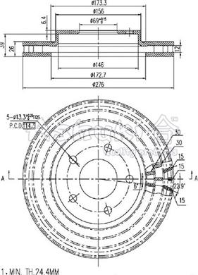 Ashuki C652-45 - Тормозной диск unicars.by