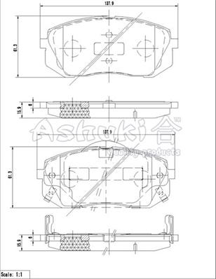 Ashuki I042-65 - Тормозные колодки, дисковые, комплект unicars.by