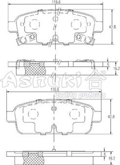 Ashuki J009-60 - Тормозные колодки, дисковые, комплект unicars.by