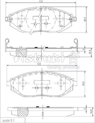 Ashuki J009-05 - Тормозные колодки, дисковые, комплект unicars.by