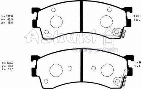 Ashuki M050-10 - Тормозные колодки, дисковые, комплект unicars.by