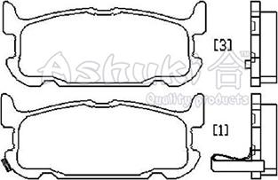 Ashuki M075-10 - Тормозные колодки, дисковые, комплект unicars.by